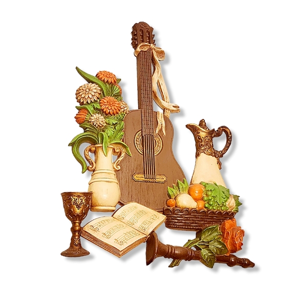 VTG Dart Industries 1975 1976 wine guitar Violin Tulips Books Floral Mus… - Picture 2 of 15